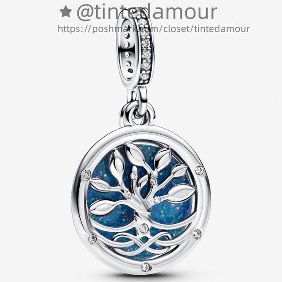 Pandora Glow-in-the-dark Infinity Tree Double Dangle Charm - Picture 1 of 2